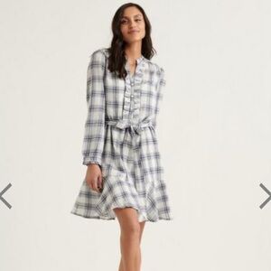 Lucky Brand Poet dress blue and white with ruffle